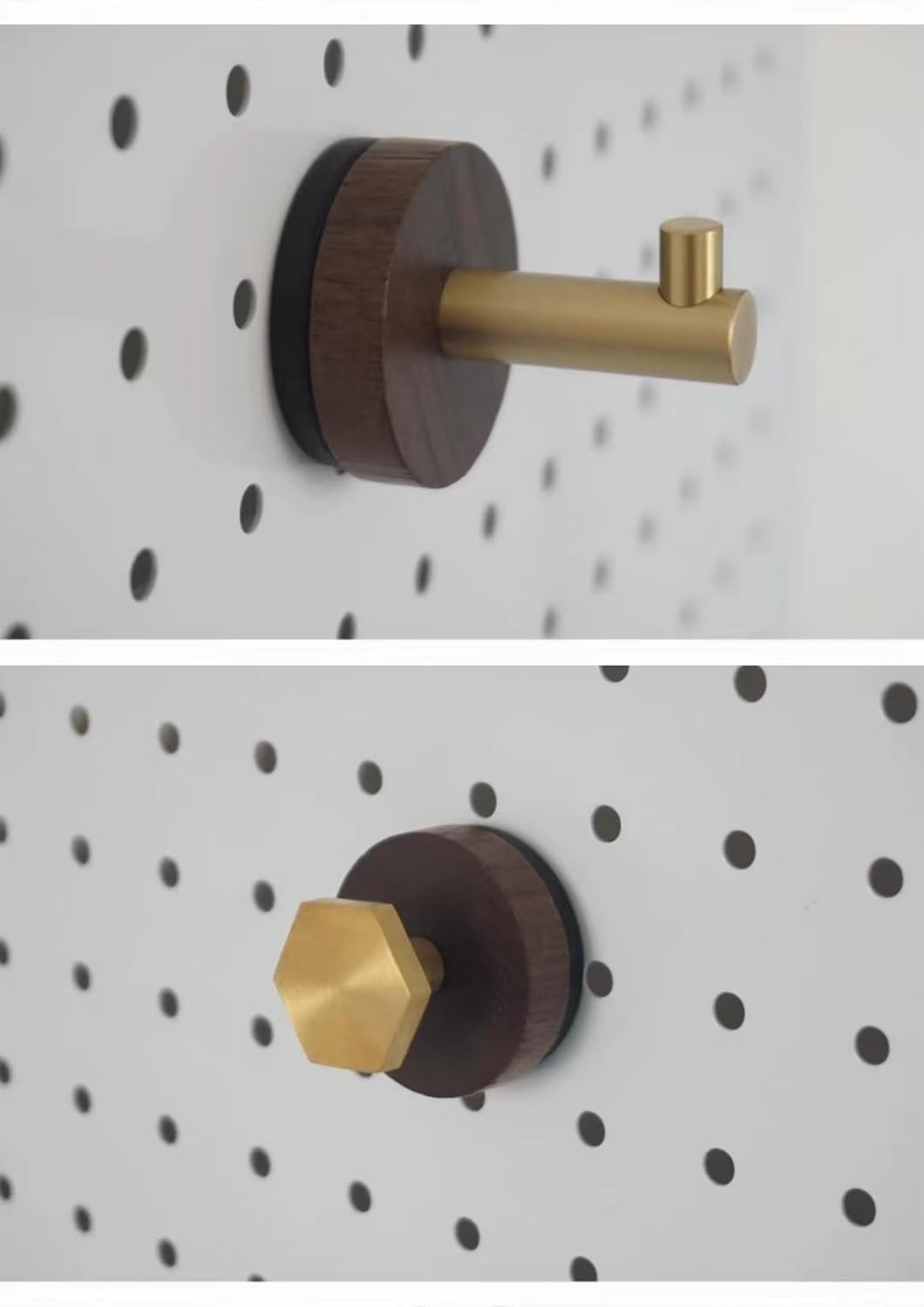 5 Pcs Wooden Magnetic Hooks for Hanging, Multi-Purpose Strong Bearing Capacity Farmhouse Natural Rustic Walnut Wood Hooks for Coats, Towel, Hat, Keys, Purse