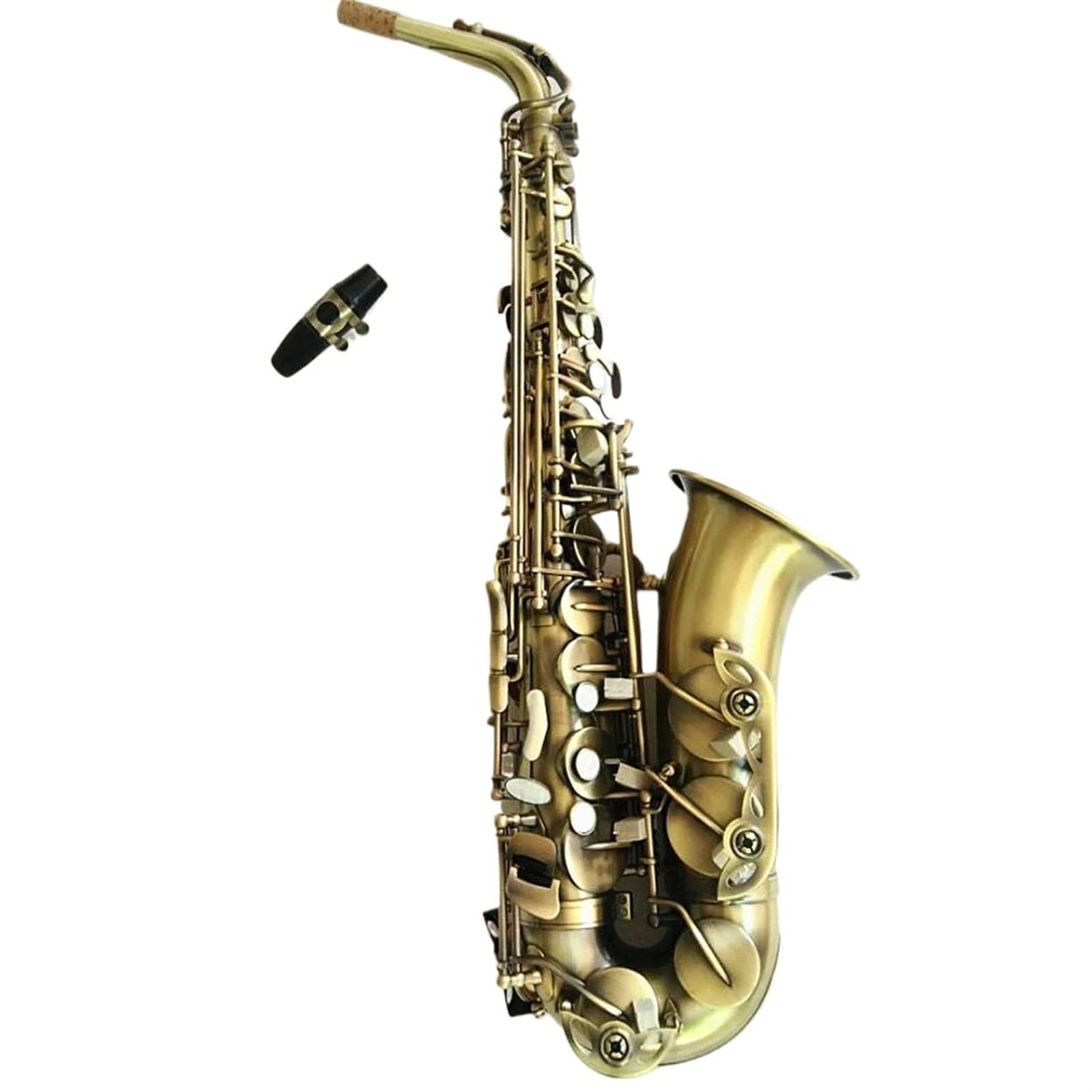 Saxofón Boquilla y estuche de accesorios completos para saxofón EF de saxofón Alto de simulación antigua (Color : Leather bag)