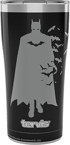 Tervis DC Comics - Vaso aislado de triple pared de la película de Batman mantiene las bebidas frías y calientes, 20 onzas, legado, acero inoxidable
