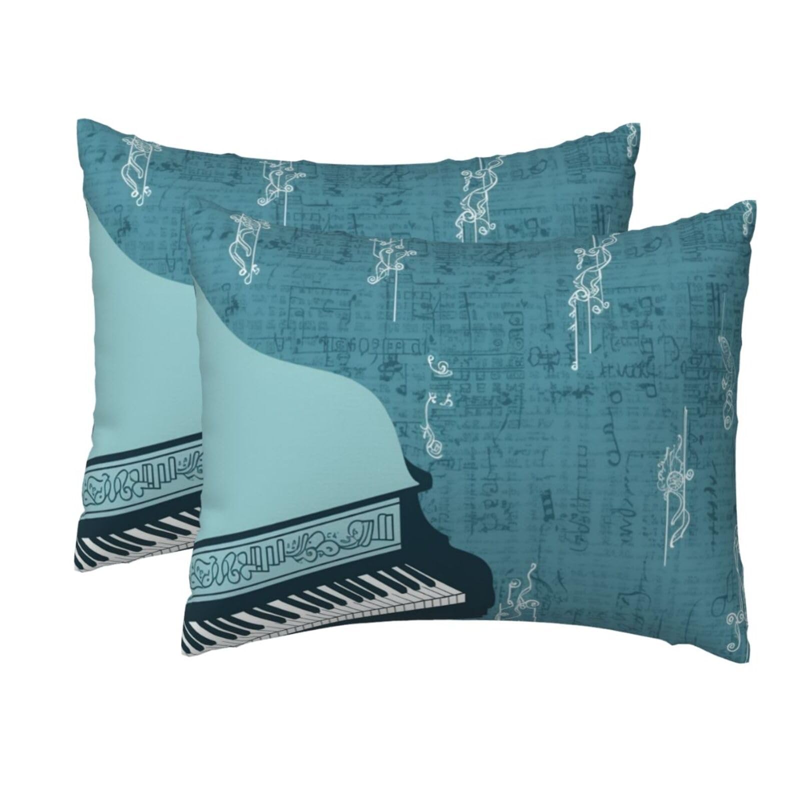 2 Pack Standard Size Pillow Cases for Hair and Skin Soft Breathable Pillow Case Covers with Hidden Zipper Blue Piano Pillowcase 20x26 Inches Pillow Cover for Sleeping Gift