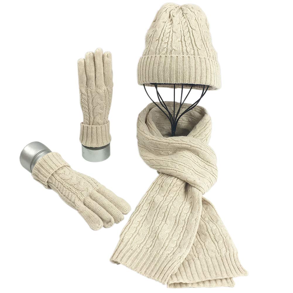 Warmiehomy Set de Bufandas y Guantes y Sombreros de Invierno, 3 Piezas Conjunto de Gorros y Estolas Guantes de Punto, Suave Cálido, para Mujer Hombre Adultos y Niños