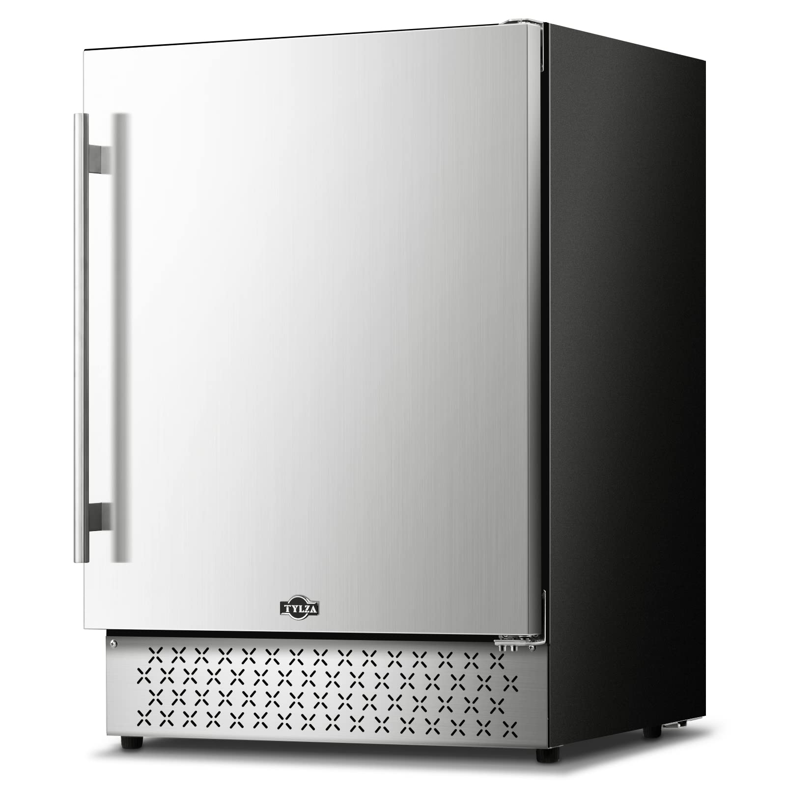 Tylza Beverage Refrigerator 24 Inch, Stainless Steel Under Counter Beverage Cooler, 190 Cans Beer Fridge Built-in and Freestanding Beverage Fridge