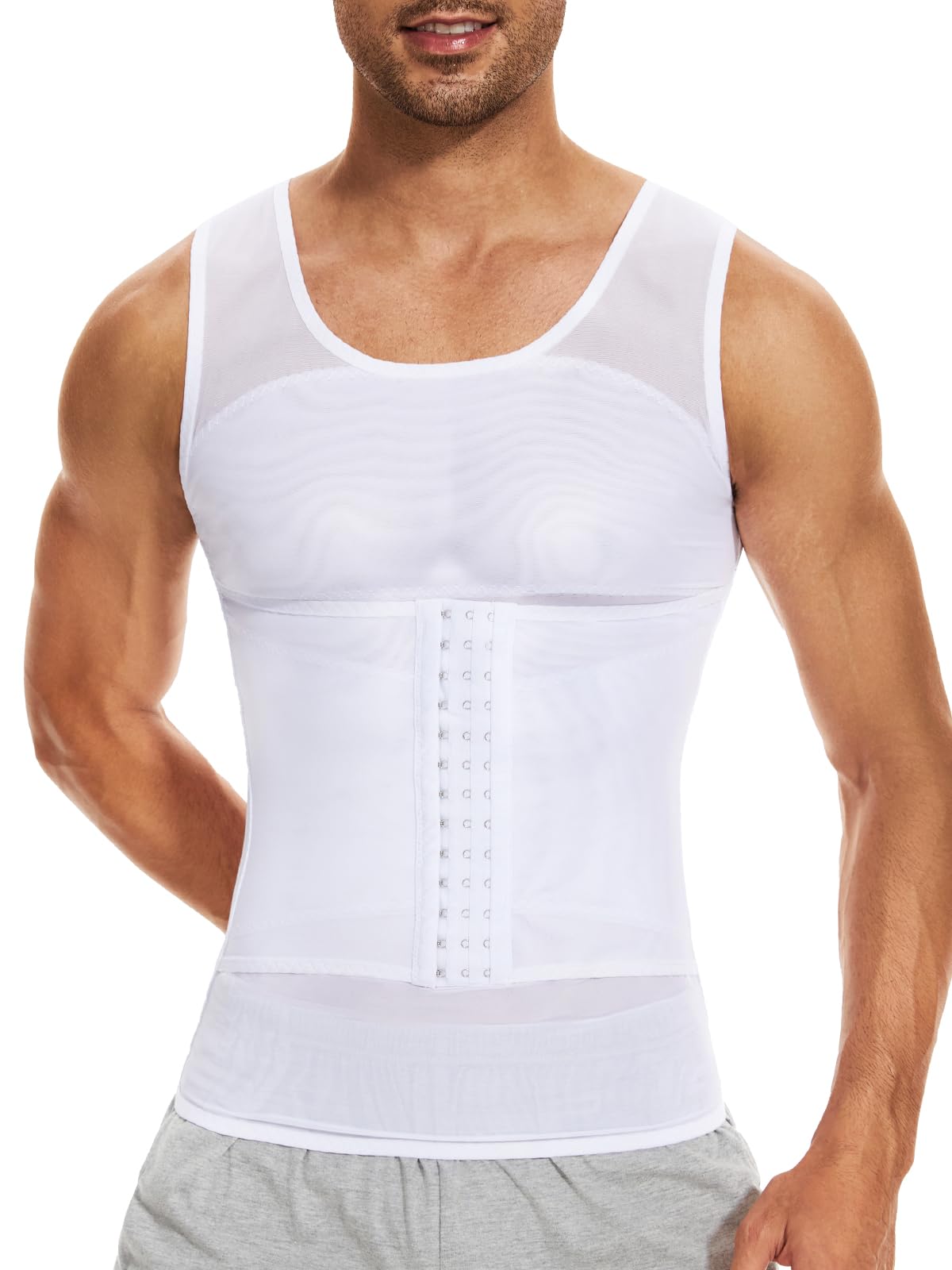 SLIMBELLE Camiseta Reductora Compresión para Hombres Fajas Moldeadora Alta Elasticidad para Comprimir Pecho Abdomen y Cintura Camisa de compresión Slim para Hombres