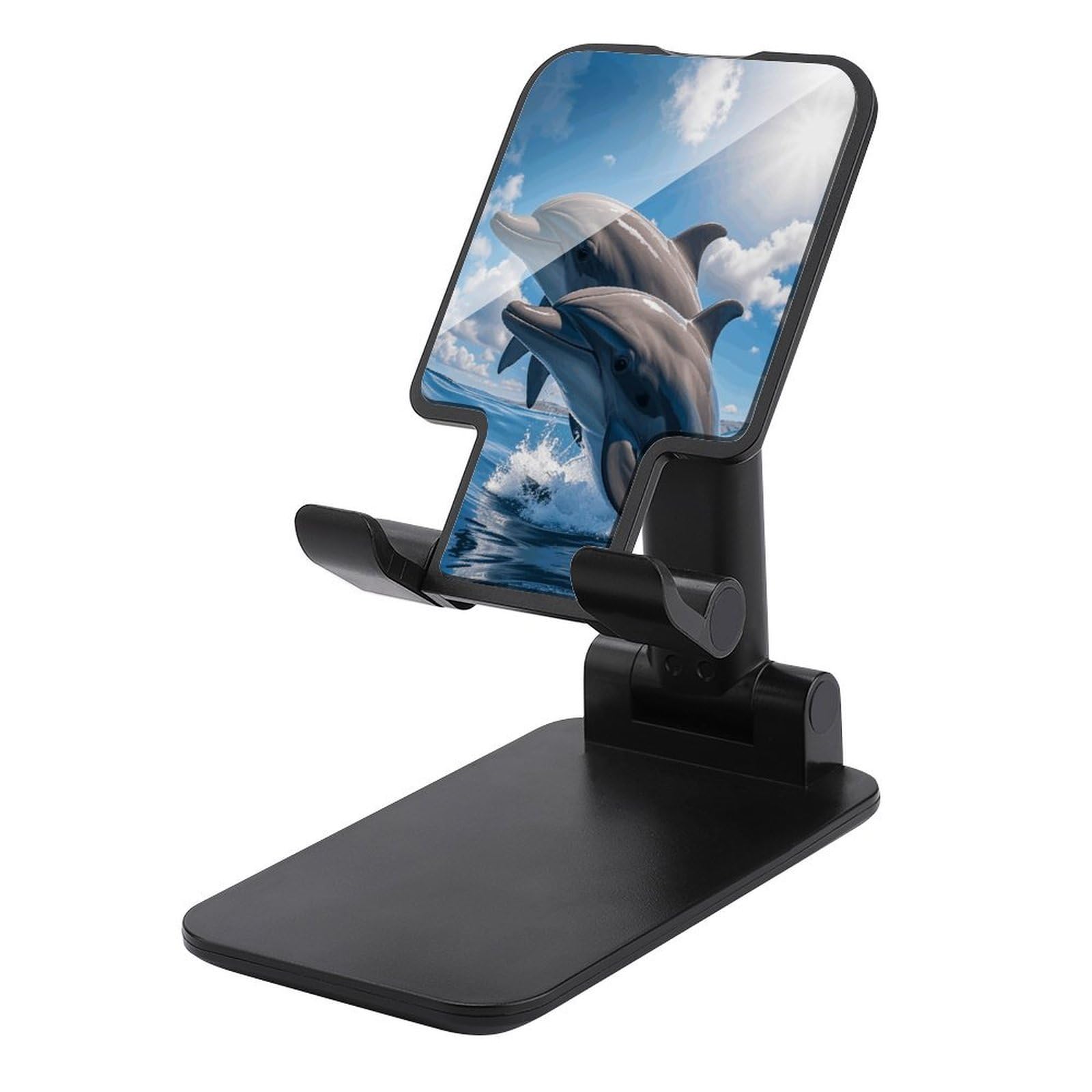 Support de téléphone de bureau pliable et orientable double axe noir