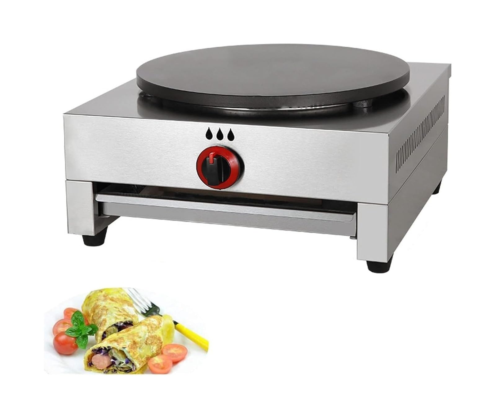 Style1 macchina Crepe professionale per Crepe, Crepe, Gas, Crepe professionali, diametro 40 cm, con piastra non aderente, per Tortilla Omelettes, [classe energetica A]