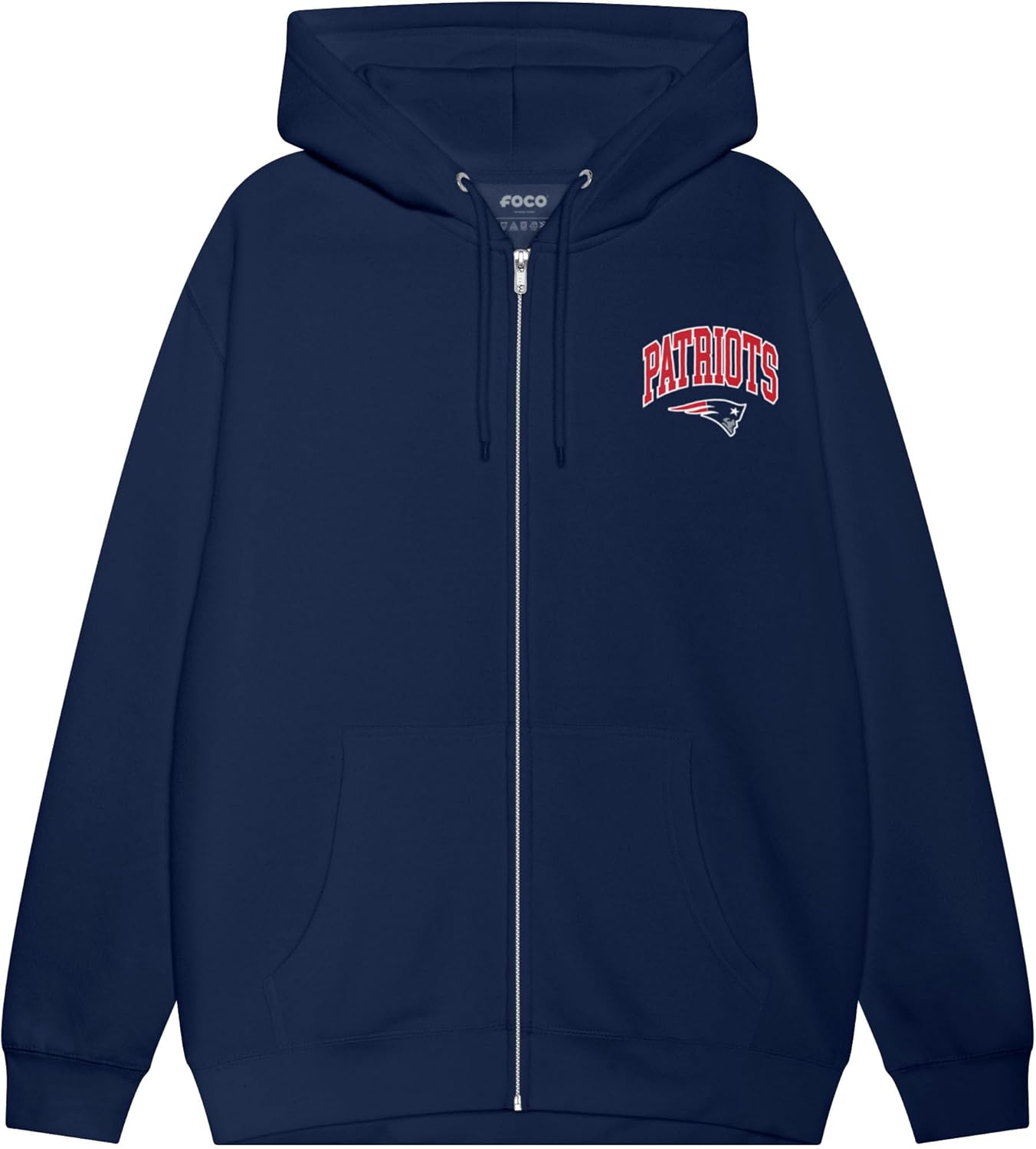 FOCO NFLチームロゴアーチ型ワードマークジップアップパーカー