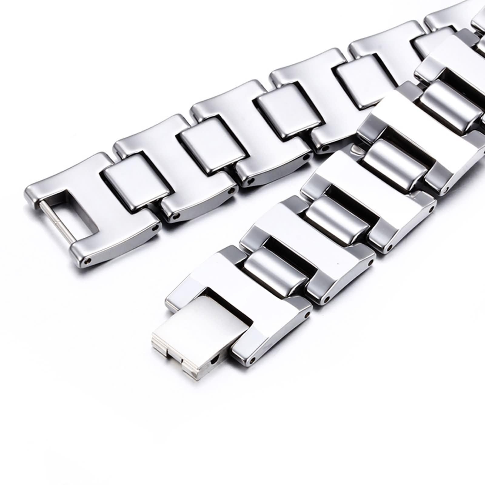 Silber Armbänder Herren,Wolframcarbid Armband Kette Herren 16MM Uhrenarmband Kette Herren Armbänder 21.5 cm