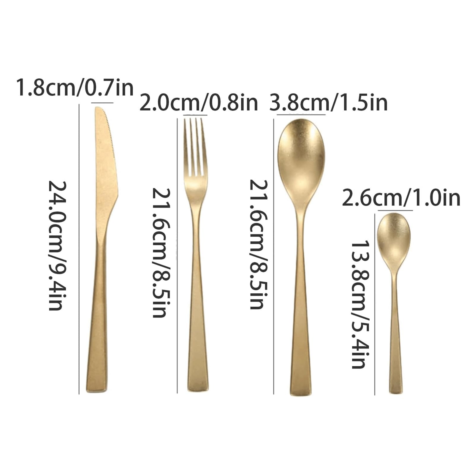Rieort Ensemble de Couverts 4 pièces Couteau Fourchette cuillère en Acier Inoxydable fourchettes à dîner Ensemble d'argenterie réutilisable Couteaux à dîner cuillères de Table de Cuisine