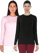 Thermajane 2 Pack Thermal Top for Women Size S Baby Pink & Black