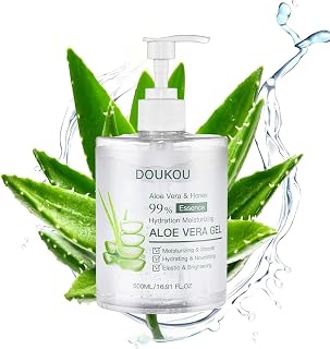Aloe Vera Gel for Sunburn Relief, Works on Face Body Hair Scalp Care | Organic Aloe, Ideal for After Suncare, Hydrating Moisturizing, Lightweight Non Sticky Formula, Family Pack Size, 16.9 oz