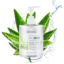 Organic Aloe Vera Gel 99% Pure Aloe, Works on Face, Body Hair Care, Ideal for After Suncare, Post Shave, Hydrating Moisturizing, Lightweight Non Sticky Formula, Family Pack Size, 16.9 fl oz, 500ml