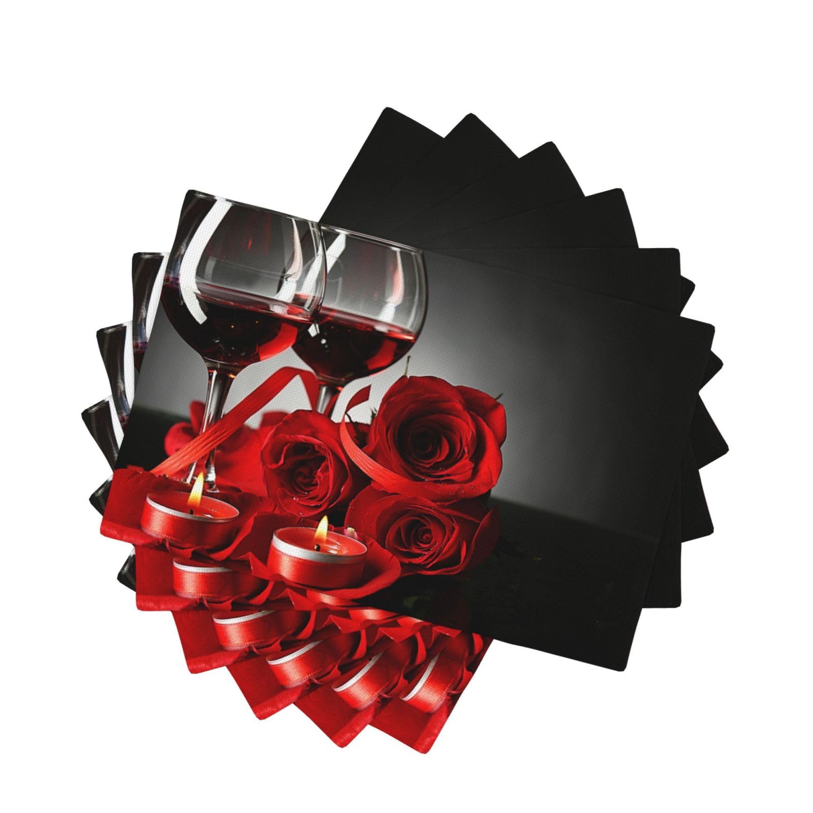 Sets de table anti-tache et anti-chaleur à motif roses rouges