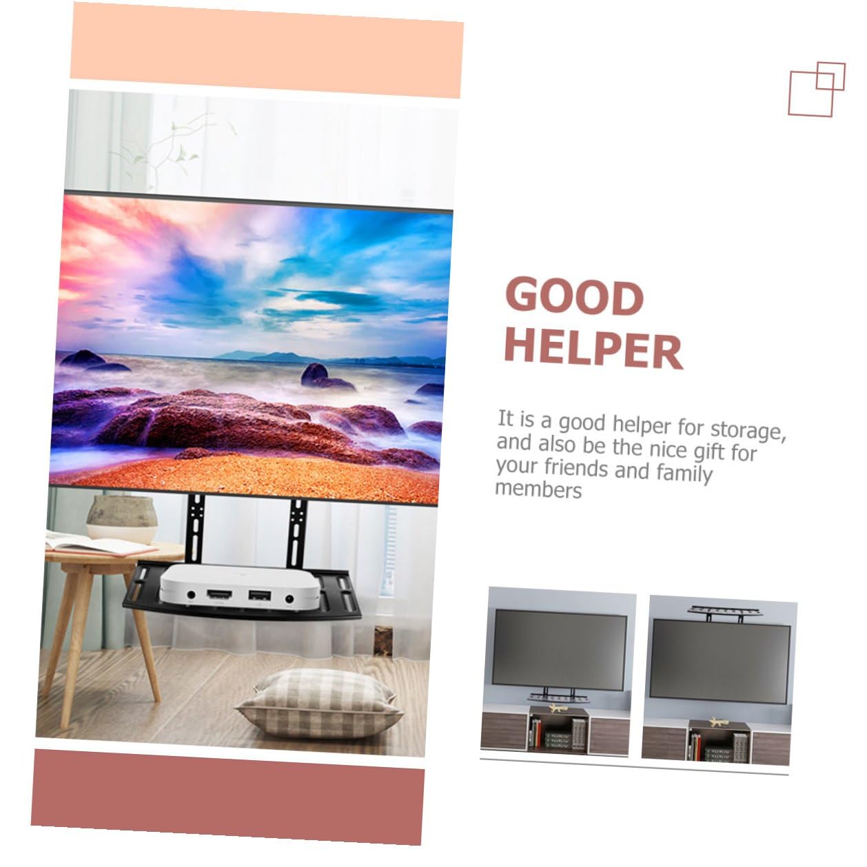 Mensola da Parete per Tv e Router Nero Supporto per Organizer Senza Scaffale Raffreddamento e Stoccaggio per Proiettori e Telecomandi Design Elegante e Resistente