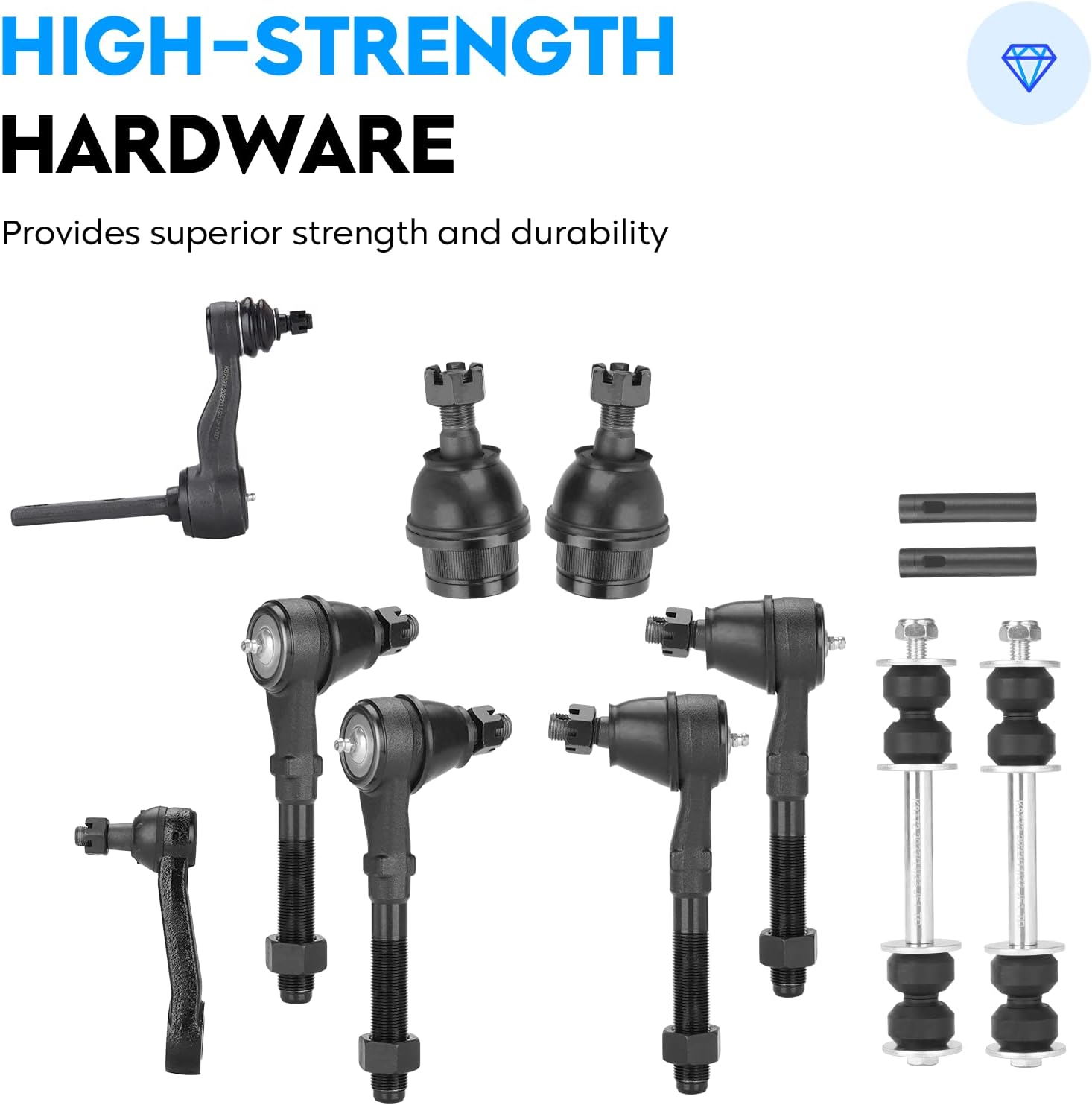 4WD Front Upper Control Arm w/Ball Joint for Ford F150 97-03, F250 97-99, Expedition 97-02, Lincoln Navigator 98-02, Tie Rods + Sway Bar + Idler Arm, 14PCS Suspension Kit K8722T K8724T K8772 K8700