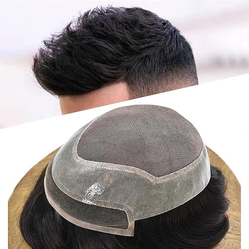 Toupee Hair Piece For Men Sistema de reemplazo de cabello humano real para hombres Toupee Hairpieces para adelgazar el cabello Protesis Capilar Para