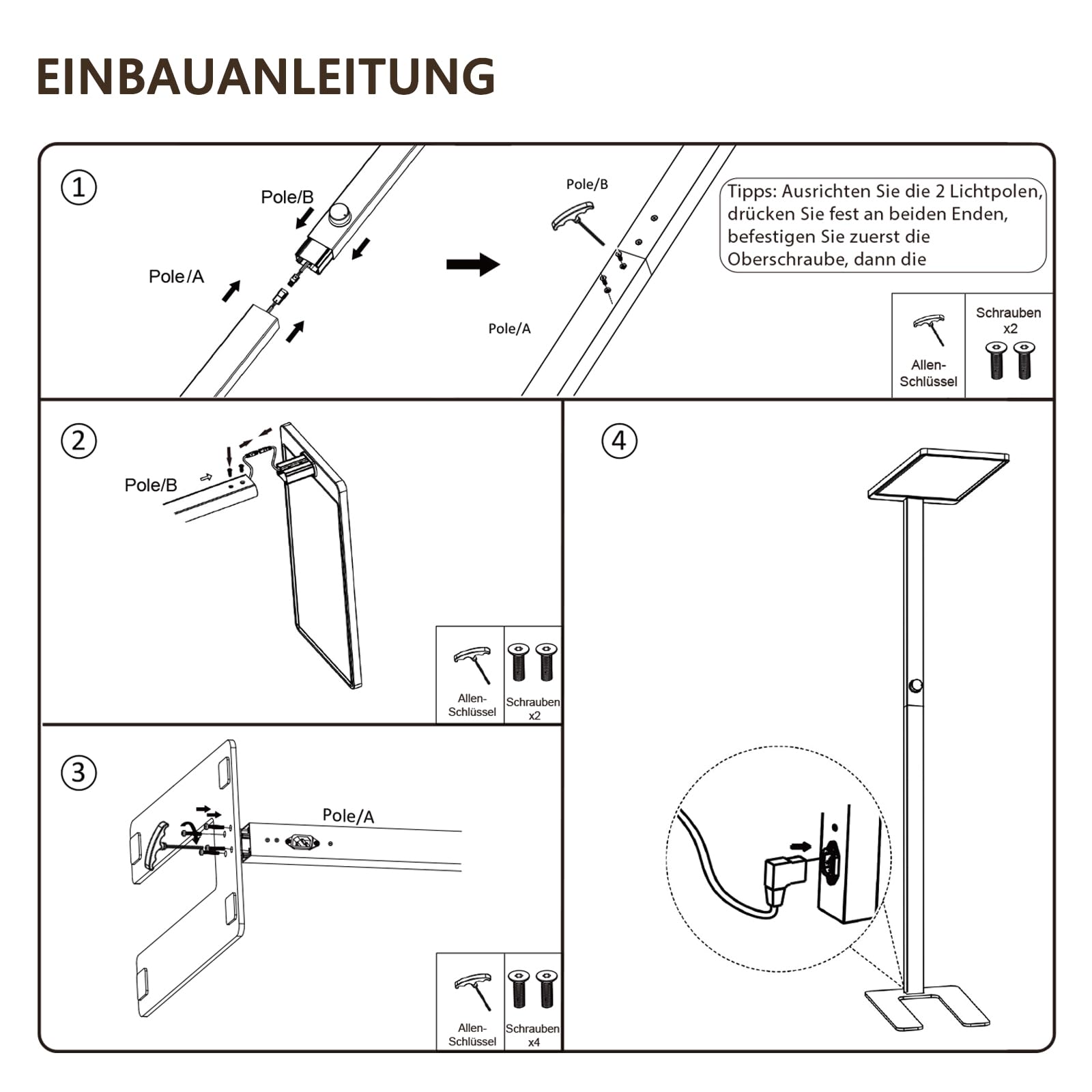 LES FLEURS 100W LED Stehlampe,9000lm Vollspektrum Augenpflege Leselampe, 195cm Stehlampe Dimmbar mit 4000K natürlichem Tageslicht, Stehlampe Wohnzimmer, Stehleuchte für Schlafzimmer, Studien und Büro