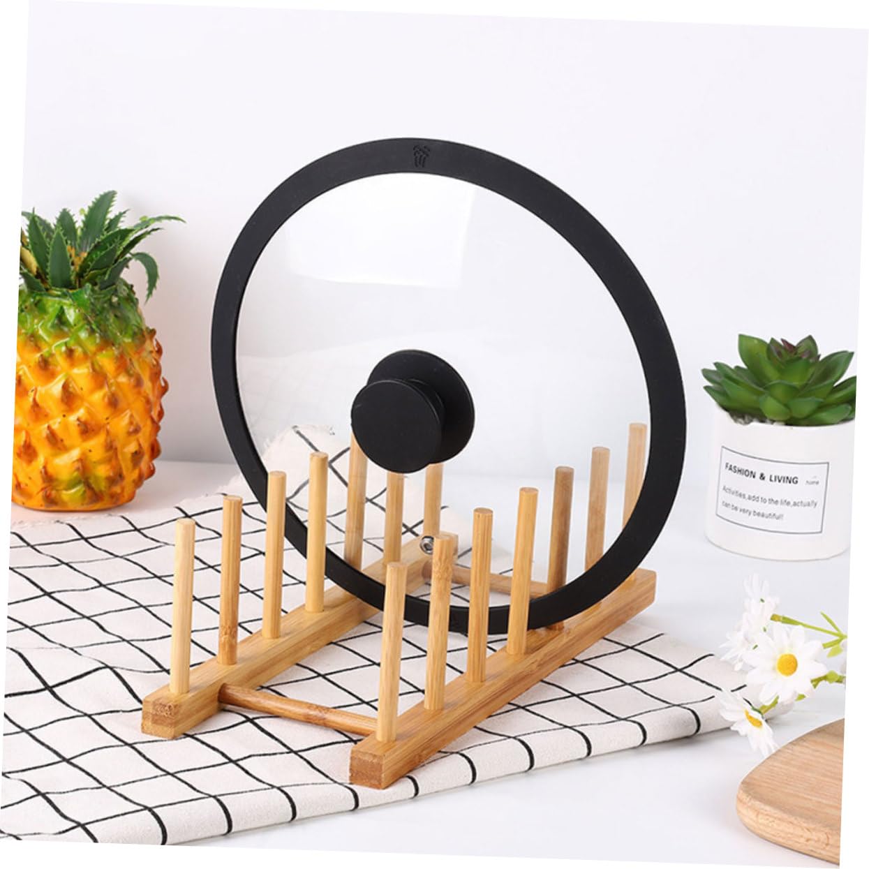Vetro Temperato Coperchio Nero Rotondo Bordo in Silicone