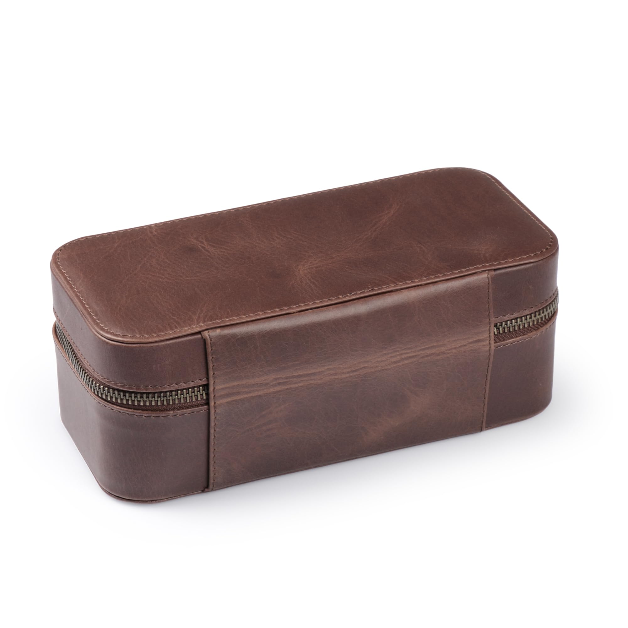 Londo Belmont - Scatola per orologi in vera pelle, elegante e resistente, custodia protettiva per orologi, organizer di alta qualità per collezionisti di uomini e donne (marrone)