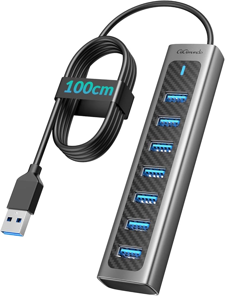 アルミ製 7ポート USBハブ3.0 5Gbps高速転送 autoedixx_7port-highspeed-hub_1