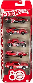 Hot Wheels Diecast Veículo de Brinquedo 80º aniversário da Mattel Pacote 5 carros para crianças a partir de 3 anos