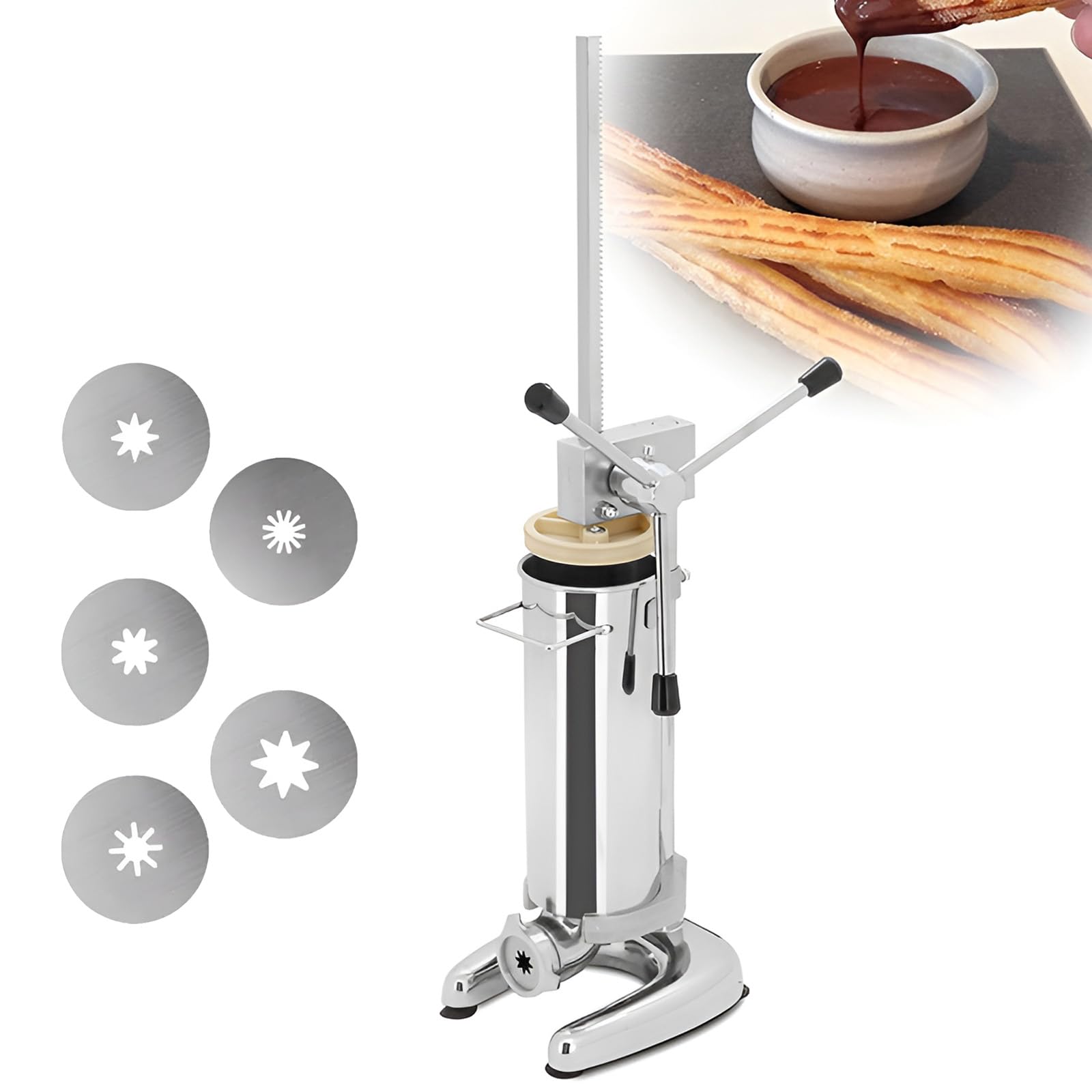 Machine à churros espagnole verticale inox et ses 5 moules interchangeables