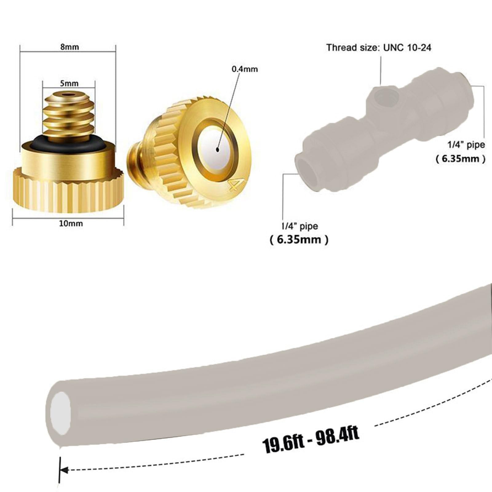Sisteme de riego de jardín con Boquilla & bomba, Kit Nebulizador Terraza, Sisteme de Nebulización Refrigeración para patio, jardín, invernadero (Size : 16M(52.5ft)-23 nozzles)