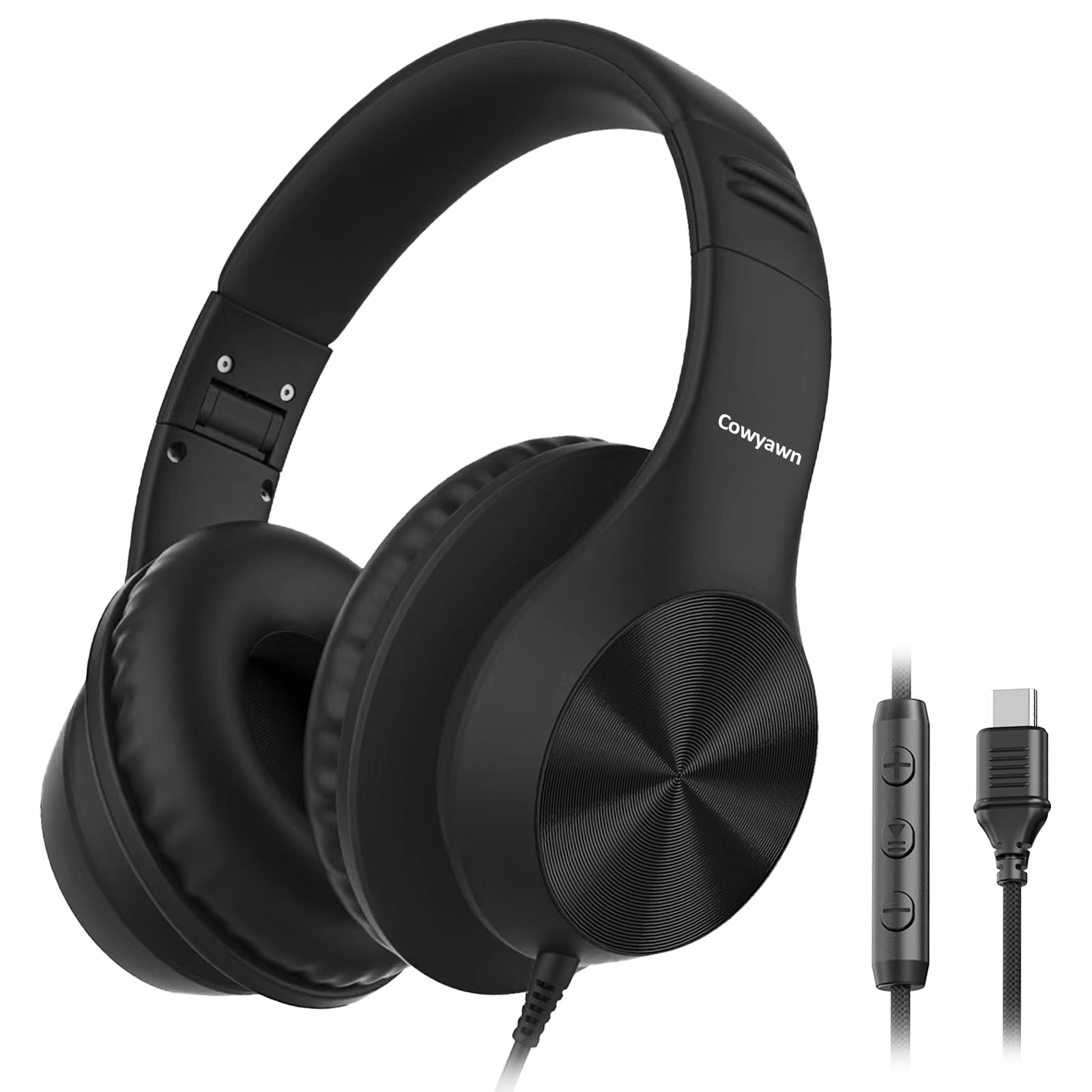 USB C Headphones Wired Over Ear USB C Wired Headphones with Microphone HD Stereo Sound Volume Control Foldable
