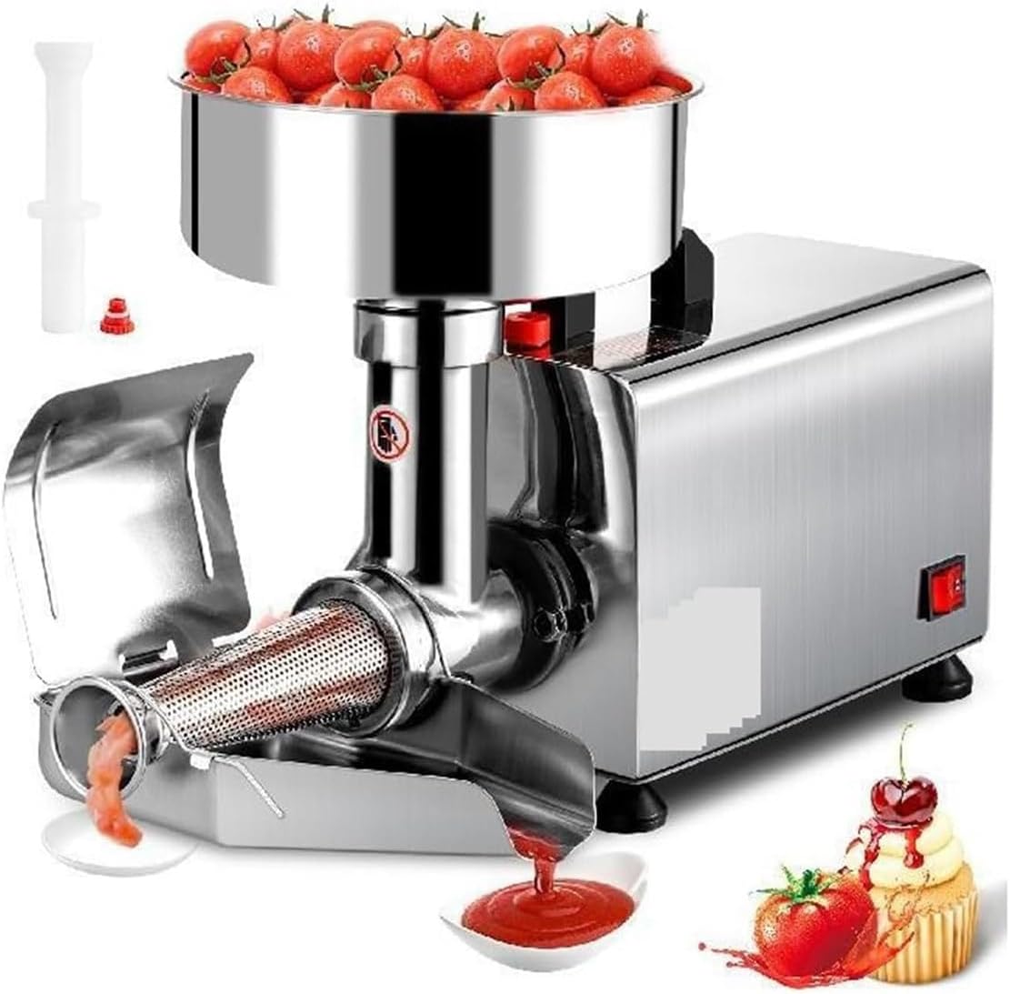 NYMFEA 370W Electric Tomato Strainer, Stainless Steel Food Strainer and Sauce Maker, 90-160kg/h, Automatic Tomato Strainer Fruit Press Squeezer for Sauce Maker