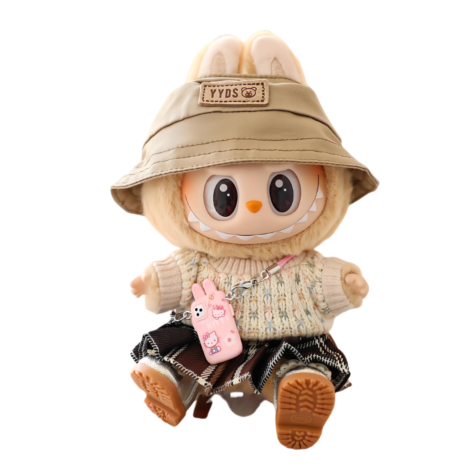 Xinbalove17cm Doll Clothes Set, 5 Pieces Dress Outfit Set for 6.7inch Doll Suit, Fashion Chic Hat & Clothes Accessories for 1st/2nd/3rd Gen Dolls Play & Display Brown