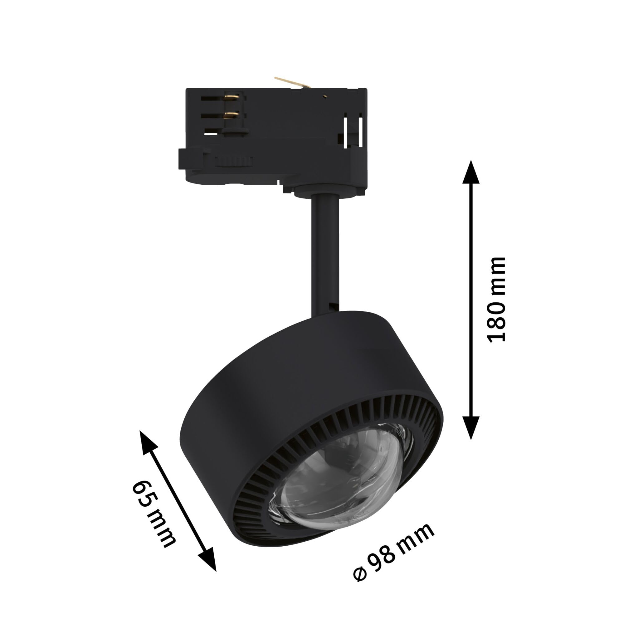 Paulmann 91390 system szynowy LED ProRail3 spot szynowy Aldan 8,5 W, 3000 K, 230 V, czarny, chromowany, możliwość ściemniania, szyna sufitowa, metalowa