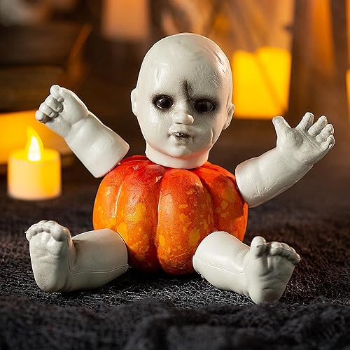 Miniatura 3 de Fun Express Muñeca espeluznante calabaza Poke-Ins decoración de Halloween, 5 piezas