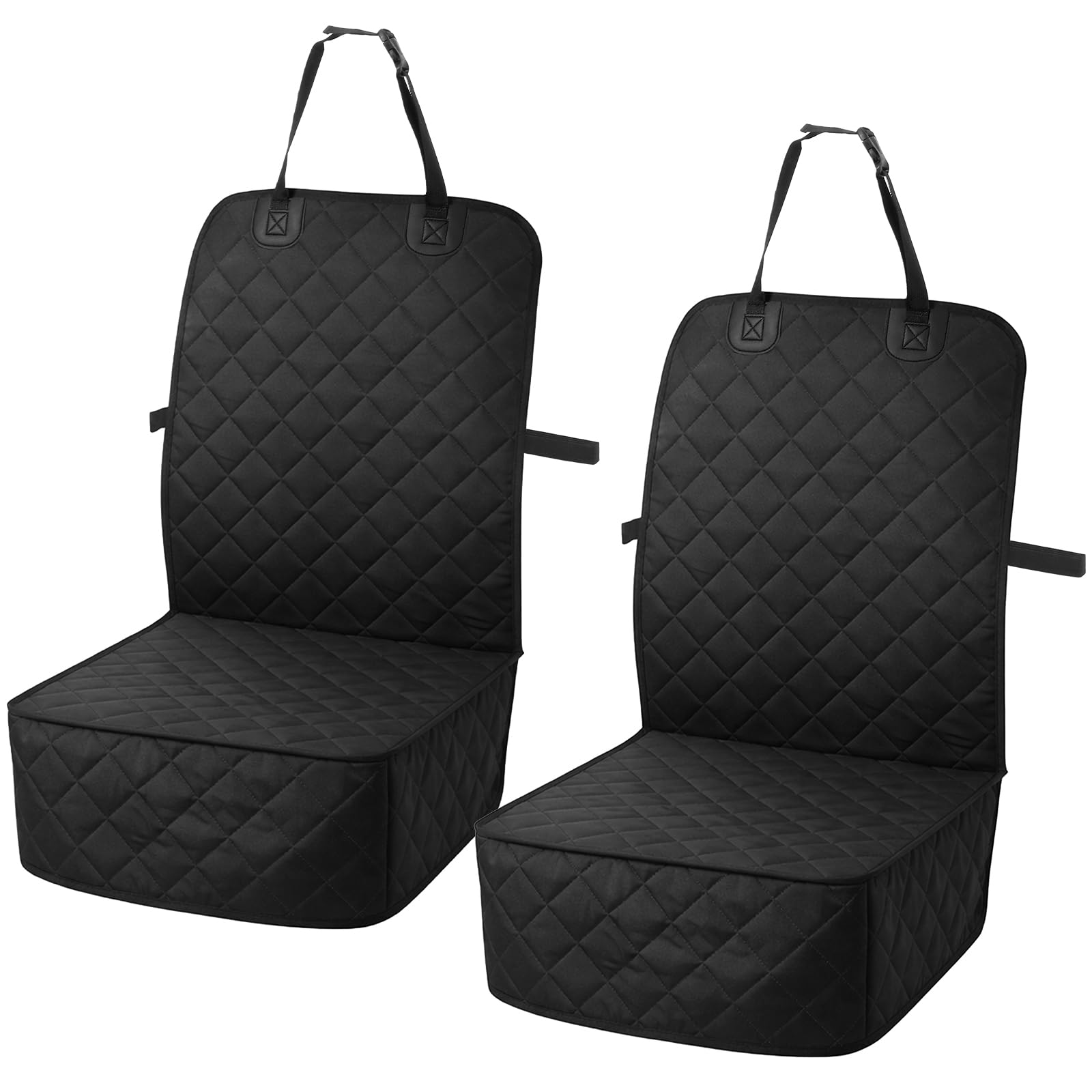 2 Pack Front Dog Car Seat Cover, Waterproof 600D Oxford Pet Car Front Seat Protector with Side Flaps, Nonslip ScratchProof Captain Chair Seats Cover for Cars Trucks SUVs, Standard Size