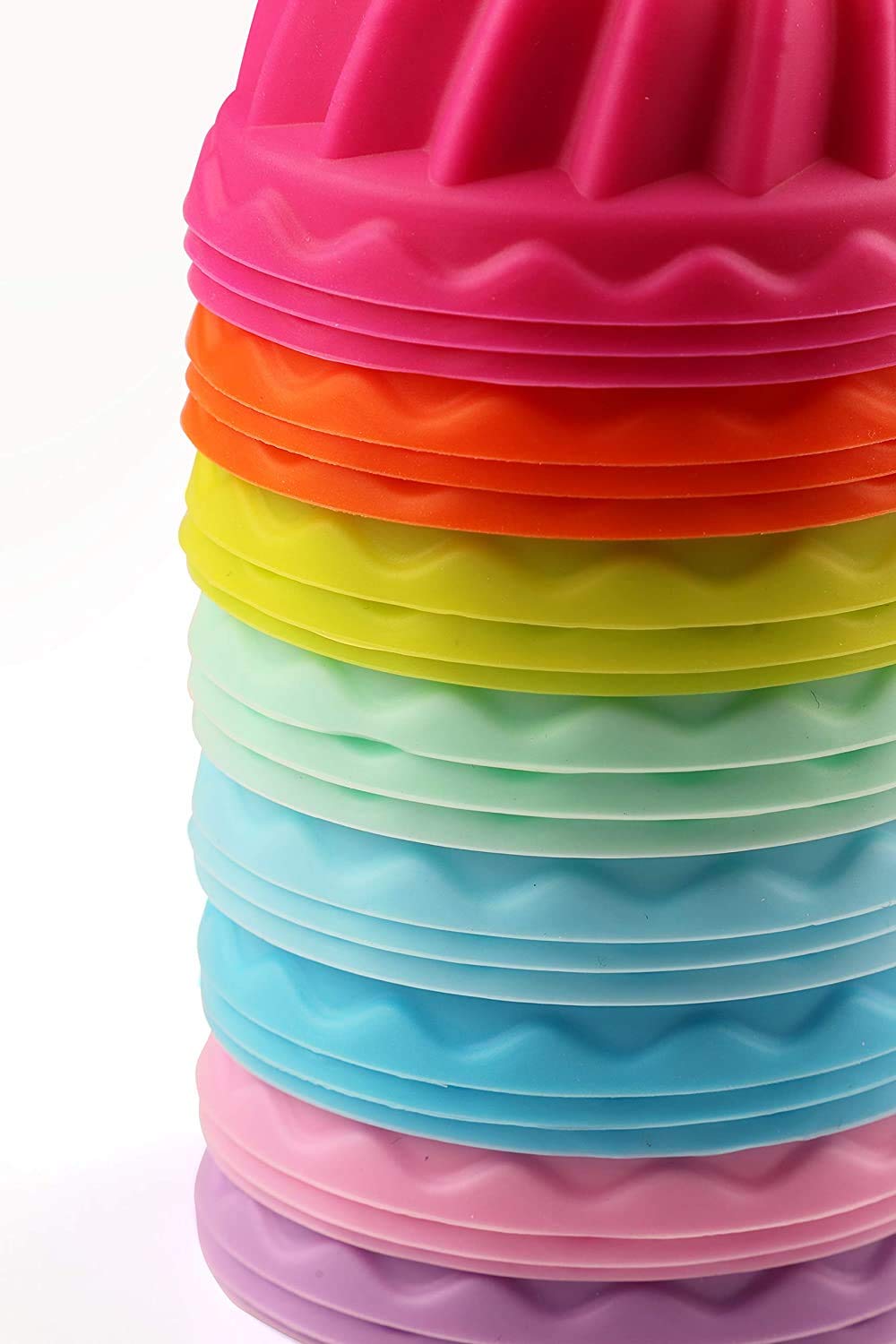 First Try Mini Bundt Cake Pan Silicone Baking Cups - Pumpkin Molds for Jelly, Nonstick Fancy Dessert - BPA Free Jello and Mini Cakes (24 Pcs, 2.5"x1.6"x1")