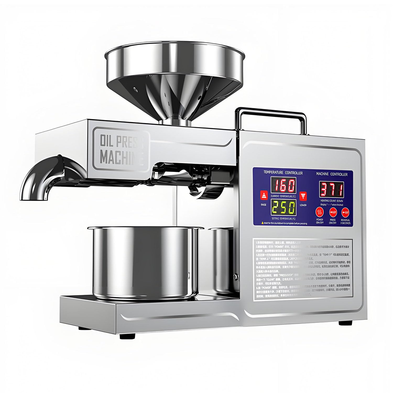 DUMIPME Automatic Oil Press Machine, Cold & Hot Press Oil Extractor, Stainless Steel Oil Expeller for Peanut Sesame Sunflower Seeds Walnuts