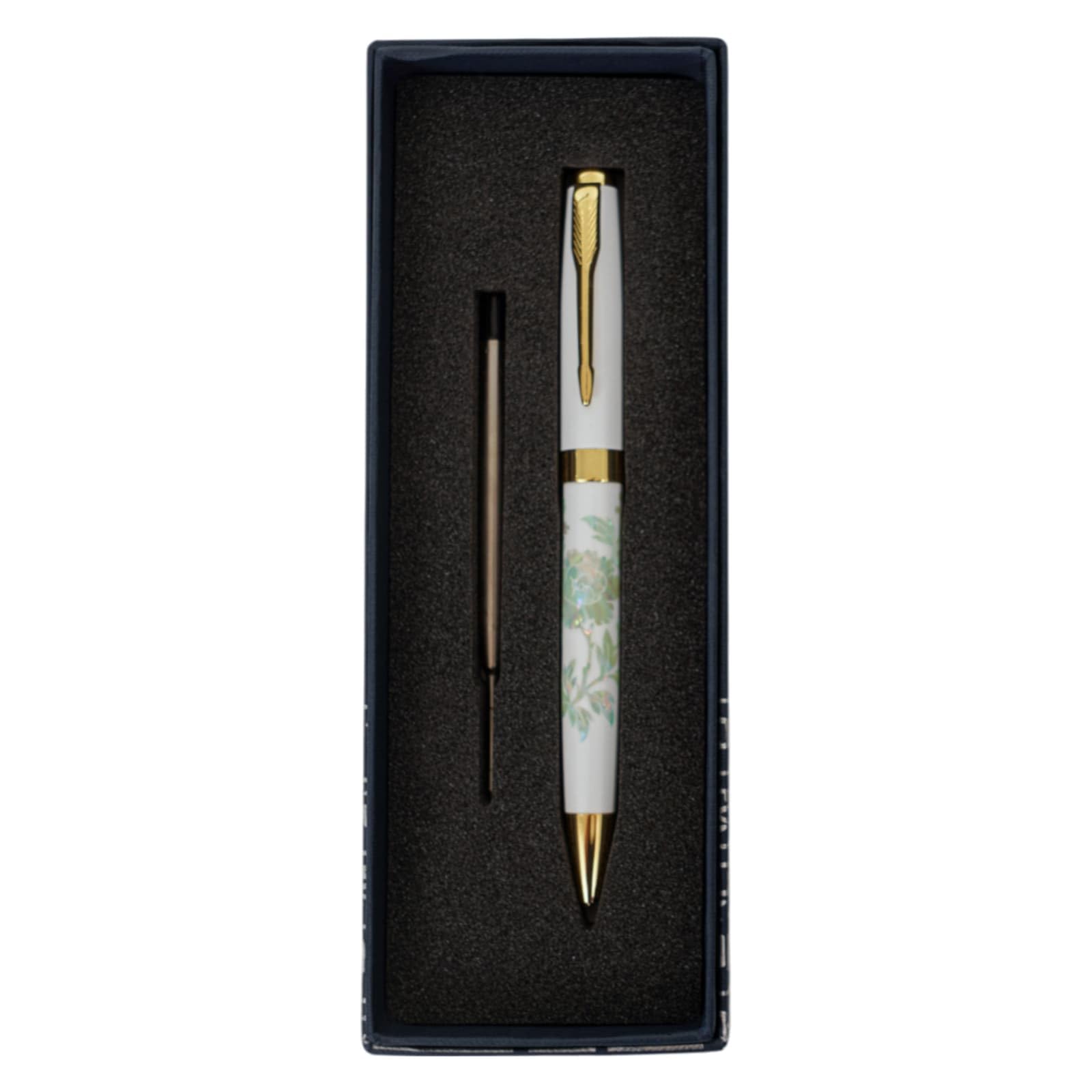 February Mountain Mother of Pearl Ballpoint Pen, Retractable Ballpoint Pens, for Gift, Business, Office, 1.0mm Medium Point Black Ink, Extras Replaceable Metal Refills (Crane-Blue-Black Ink) โ image 1