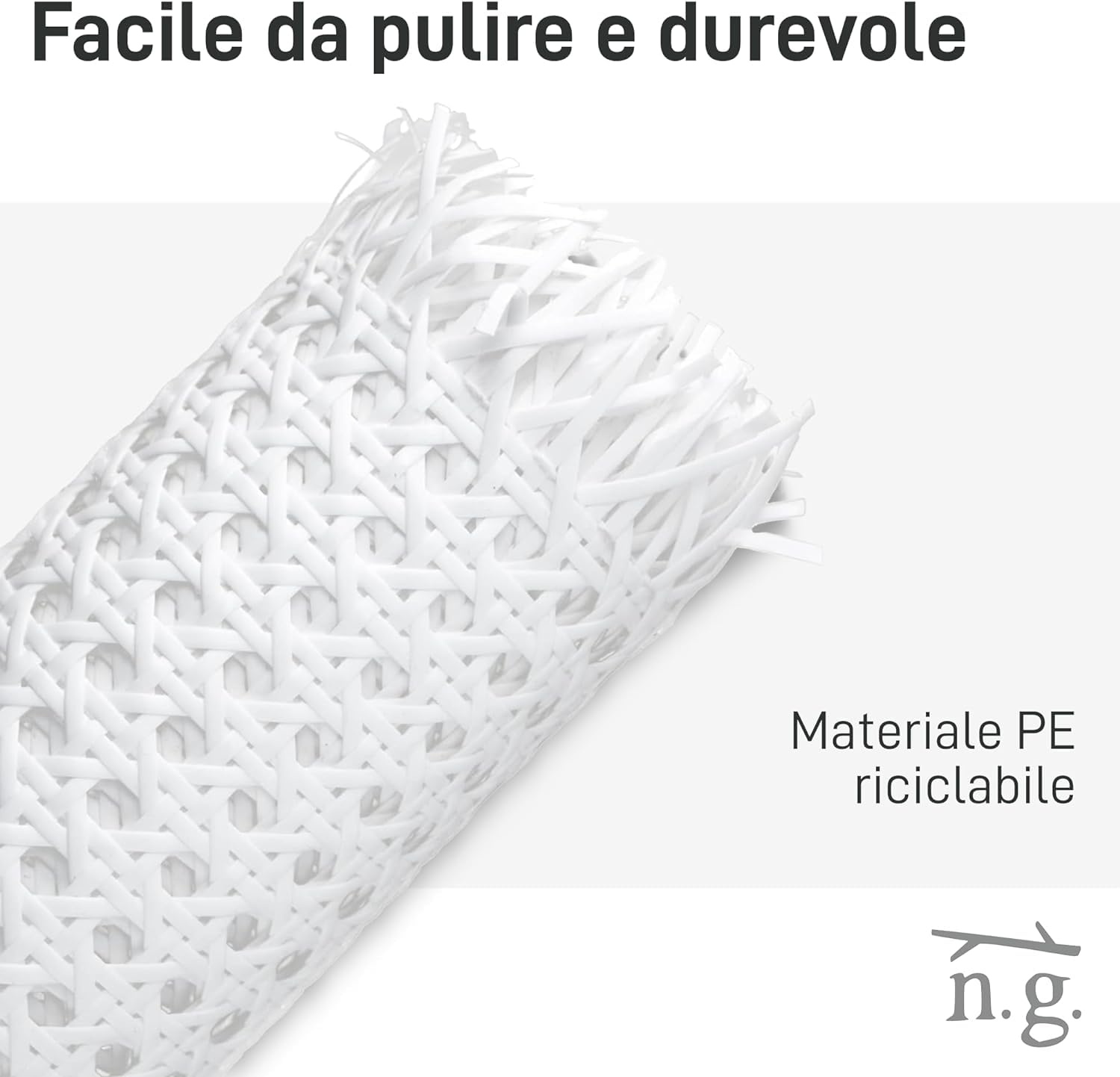 Natural Goods Berlin Paglia di Vienna | Rattan Rotolo per Mobili Fai-da-Te Come Ante di Armadi, Sedie, Comò, Credenze, Panche o Divisori | PE riciclabile | Vimini Viennesi 60x200 cm in Bianco