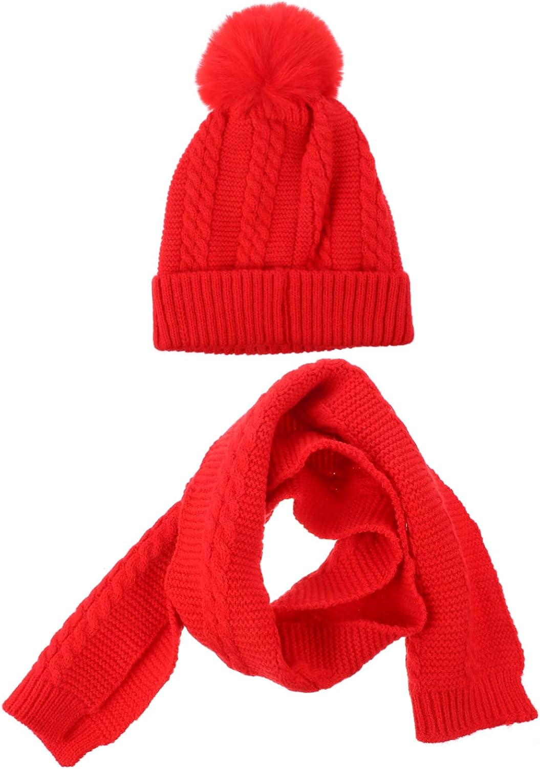 Ipetboom Hat Scarf Gray Warm Neckerchief Winter Hat Knitted Hat Boys Neck Warmer Pom Hat Beanie Fluffy Thick