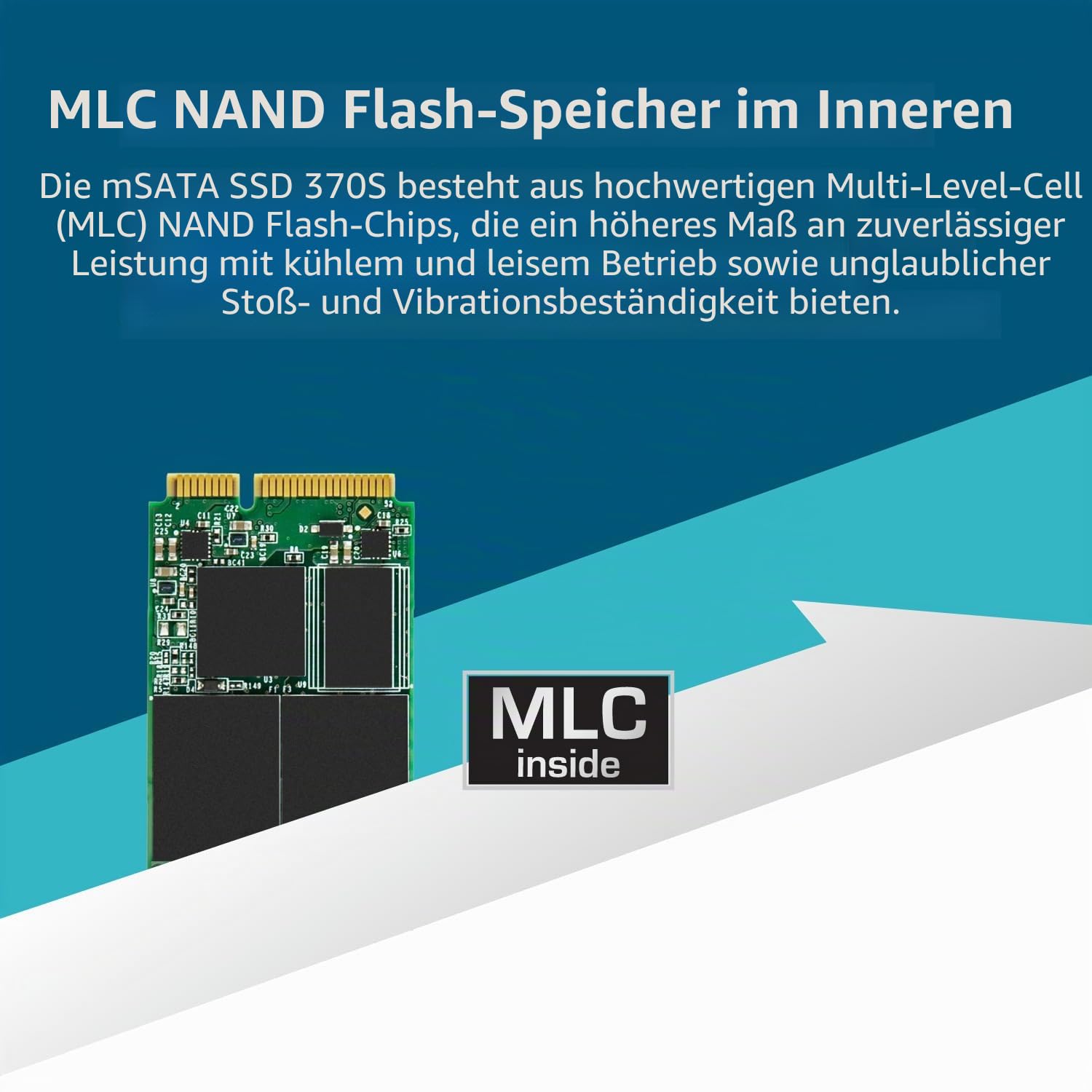 Transcend MSA370S 64GB mSATA SATA III, MLC NAND, with Dram, Bis zu 520/100 mb/s, Interne SSD für Mini-PC, NUC und Embedded-Systeme