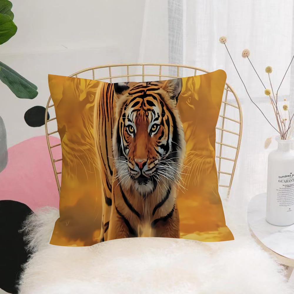 HYOSXW Cushion Cover,Throw Pillow Case Home Decorative for Living Room Bedroom Sofa Chair 16X16 Inch,Close up tiger portrait. Animal looking on camera. Danger animal in nature habi,Pillowcase 40X40cm