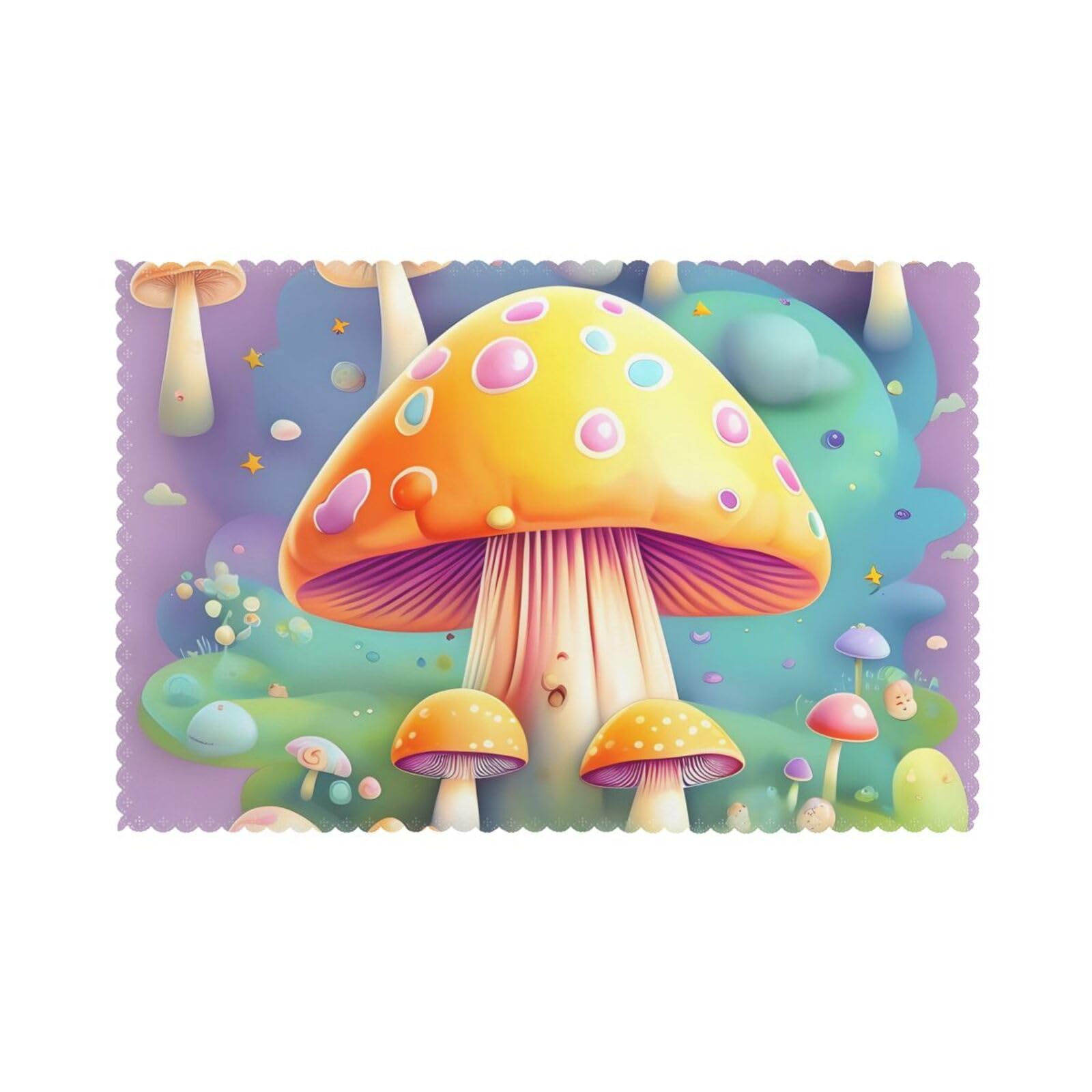 Fantasy Dream Mushroom Placemat set of 6, oil-proof and insulated dining table placemats, washable and wipeable.