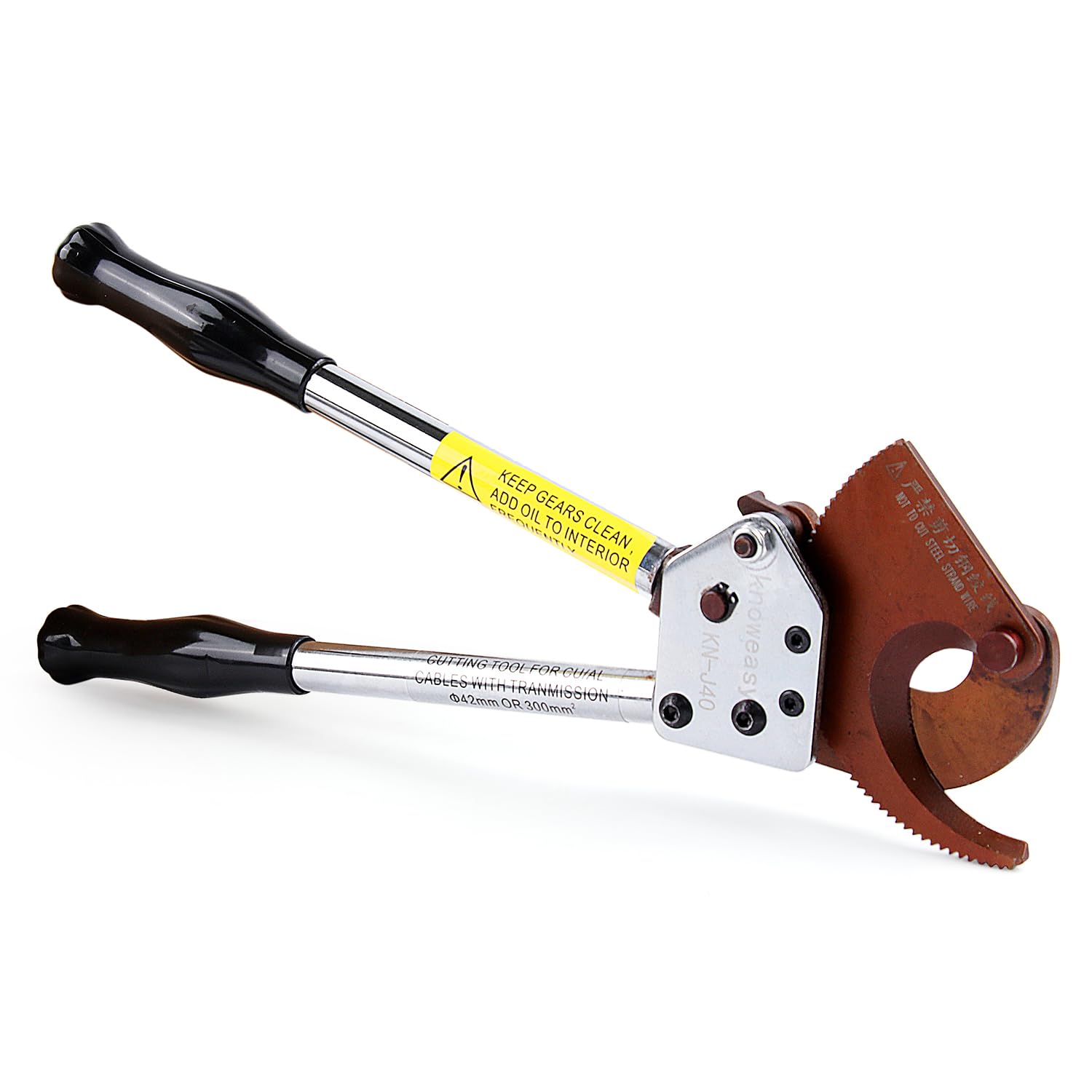 Knoweasy Heavy-Duty Ratcheting Cable Cutters: Efficient J40 Wire Cutter for Large Copper, Aluminum, and Armored Cables up to 300 mm², Perfect for Electrical and Communication Cable Cutting