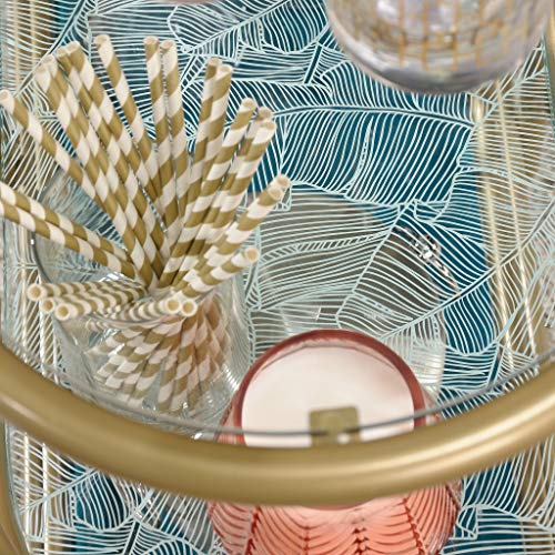 Sauder Coral Cape Bar Cart, L: 39.57" X W: 15.55" X H: 33.27", Satin Gold Finish #TOP3