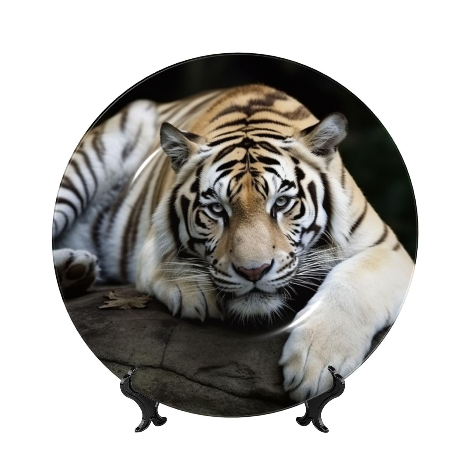Assiette décorative en porcelaine anglaise tigre ornement céramique fait main