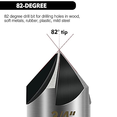 Miniatura 3 de Juego de 5 brocas avellanadoras de acero de alta velocidad, 5 flautas de 82 grados, vástago hexagonal de 14 pulgadas, apto para agujeros de
