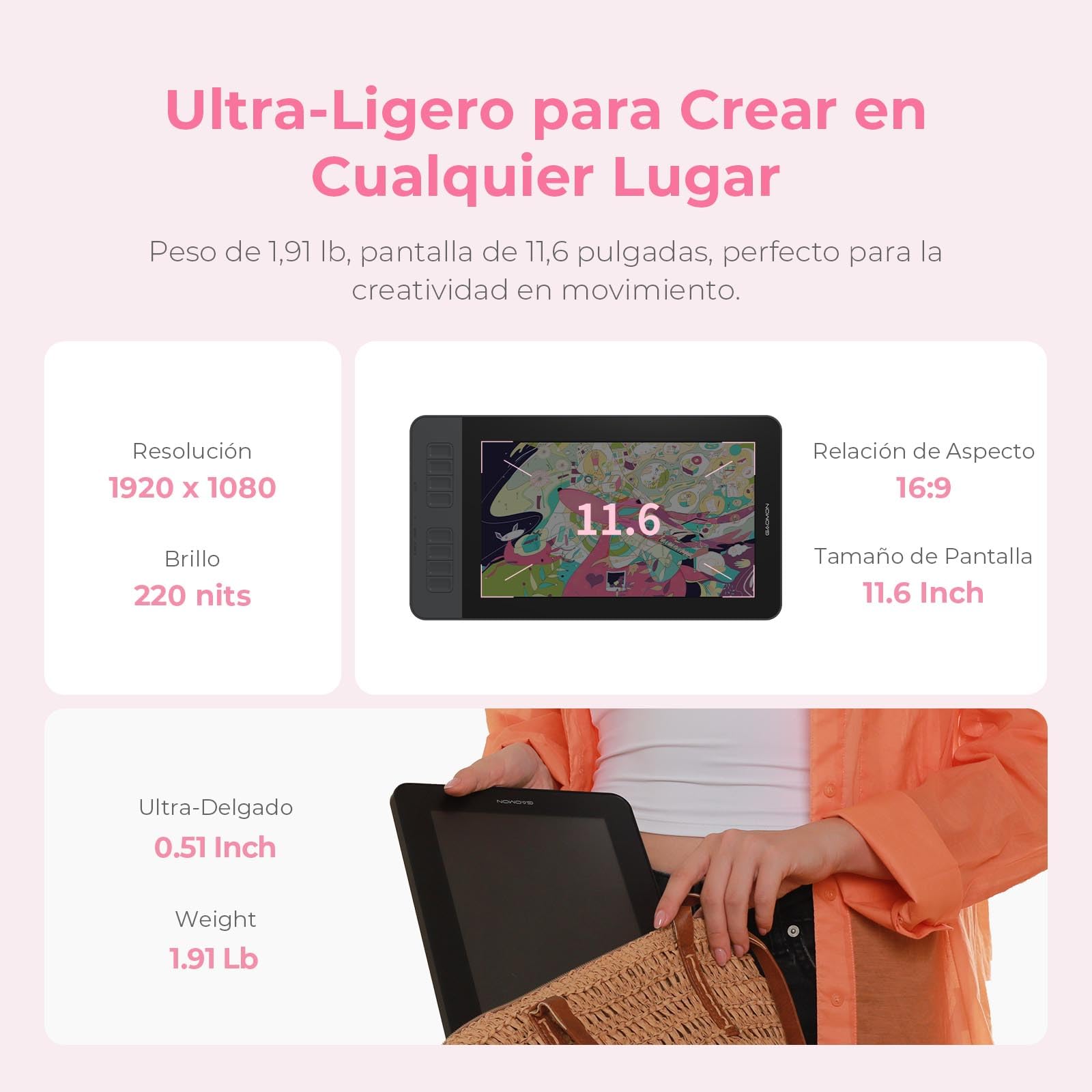 GAOMON PD1161 V2 - Tableta de dibujo con pantalla | Dibujo digital, entrada de lápiz capacitivo