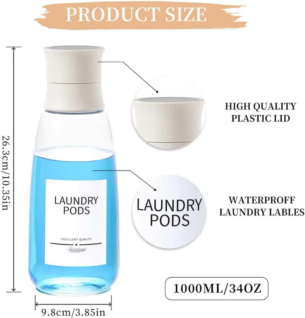 3Pack Glass Laundry Detergent Dispenser,34oz Fabric Softener Dispenser,Liquid Laundry Detergent Dispenser,Laundry Detergent Organizer for Laundry Room Organization