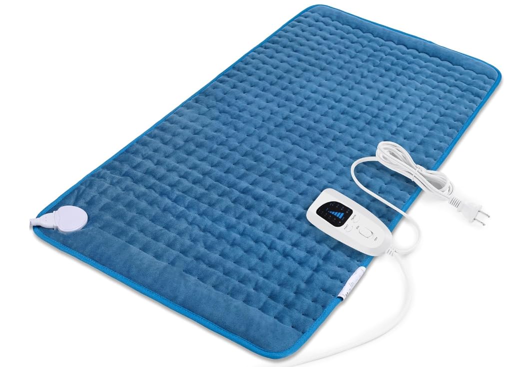Photo 1 of Deepsoon Heating Pad,Electric Heating Pads for Back,Neck,Moist Heating Pad for Abdomen Shoulder Knee Legs,Dry/Moist Heat&Auto Shut Off,Mother's Day Birthday for Men and Women,Blue,33x17 Inch