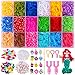 Toyssa Elastici per Braccialetti Kit DIY Elastici di Gomma per Braccialetti con Perline Ganci Ciondoli Kit Elastici Colorati per Fare Braccialetti Lavorare a Maglia Giocattolo per Bambini (Stile 2)