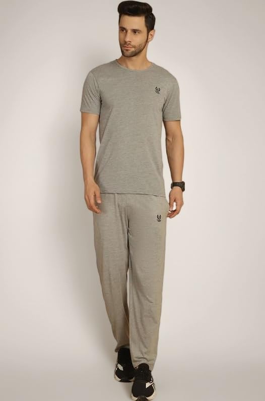 VIMAL JONNEY Anthracite Cotton Solid CO-ORD Set Tracksuit for Men-ANT_T_D10._02-P