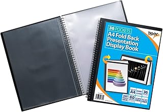 Tiger 301784 - Cuaderno de presentación (A4, 36 bolsillos, doble hacia atrás 360 grados), color negro